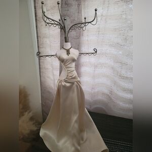 Cute Jewelry Organizer, Ivory Satin Gown Mannequin